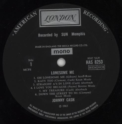 Johnny Cash Lonesome Me vinyl LP album (LP record) UK JCSLPLO851623