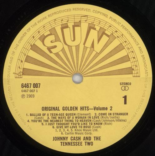 Johnny Cash Original Golden Hits Volume II vinyl LP album (LP record) UK JCSLPOR303268
