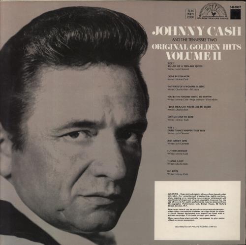Johnny Cash Original Golden Hits Volume II vinyl LP album (LP record) UK JCSLPOR303268