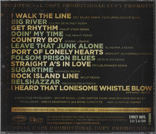 Johnny Cash Remixed CD album (CDLP) US JCSCDRE451567