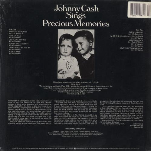 Johnny Cash Sings Precious Memories vinyl LP album (LP record) US JCSLPSI822457
