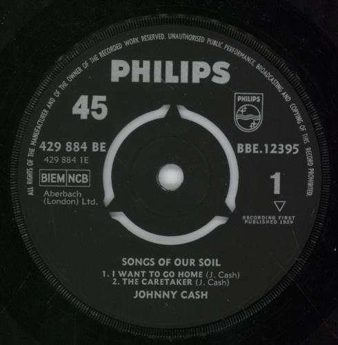 Johnny Cash Songs Of Our Soil 7" vinyl single (7 inch record / 45) UK JCS07SO717161