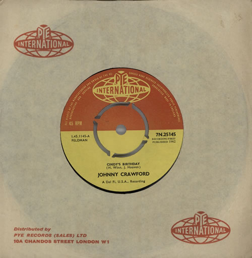 Johnny Crawford Cindy's Birthday 7" vinyl single (7 inch record / 45) UK KPI07CI570469