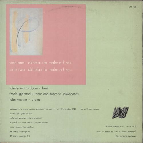 Johnny Dyani Okhela � To Make A Fire � vinyl LP album (LP record) UK O1HLPOK721753
