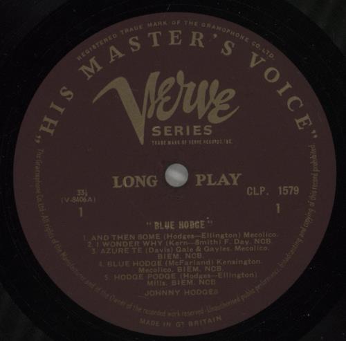 Johnny Hodges Blue Hodge vinyl LP album (LP record) UK JATLPBL541375