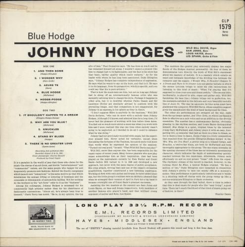 Johnny Hodges Blue Hodge vinyl LP album (LP record) UK JATLPBL541375