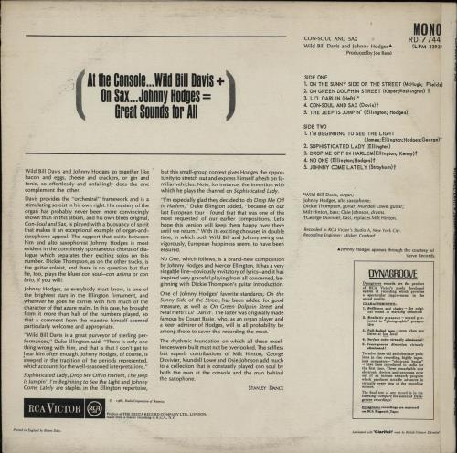 Johnny Hodges Con-Soul And Sax vinyl LP album (LP record) UK JATLPCO750845