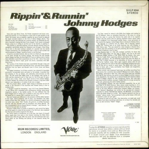 Johnny Hodges Rippin' And Runnin' vinyl LP album (LP record) UK JATLPRI443861