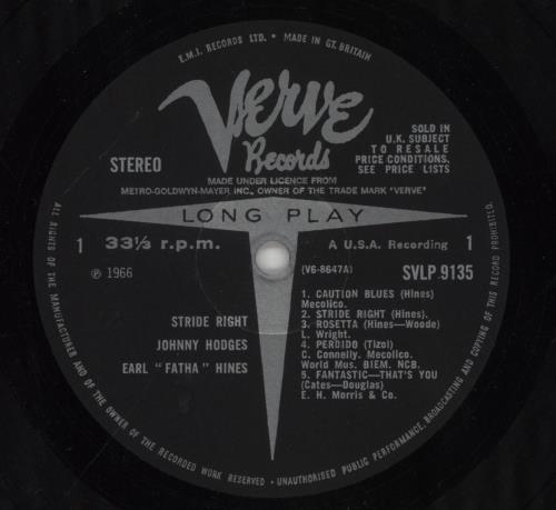 Johnny Hodges Stride Right vinyl LP album (LP record) UK JATLPST508995