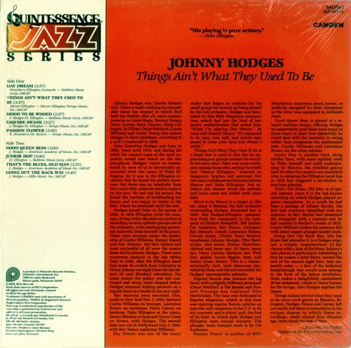 Johnny Hodges Things Ain't What They Used To Be vinyl LP album (LP record) US JATLPTH450877