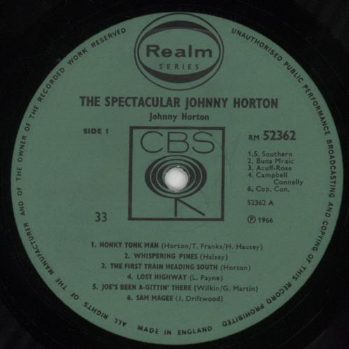 Johnny Horton The Spectacular vinyl LP album (LP record) UK JXQLPTH505025