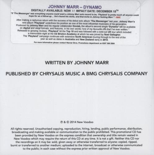 Johnny Marr Dynamo CD-R acetate UK JYRCRDY777866