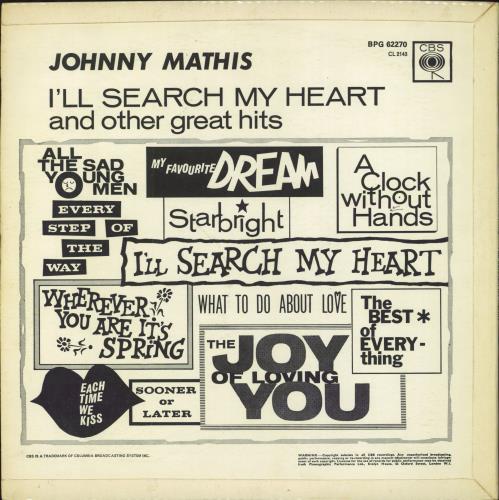 Johnny Mathis I'll Search My Heart vinyl LP album (LP record) UK J-MLPIL794827