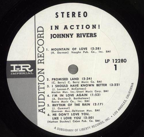 Johnny Rivers In Action! vinyl LP album (LP record) US JRVLPIN718605