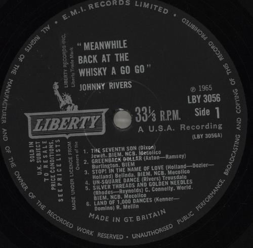 Johnny Rivers Meanwhile Back At The Whisky � Go Go vinyl LP album (LP record) UK JRVLPME718601