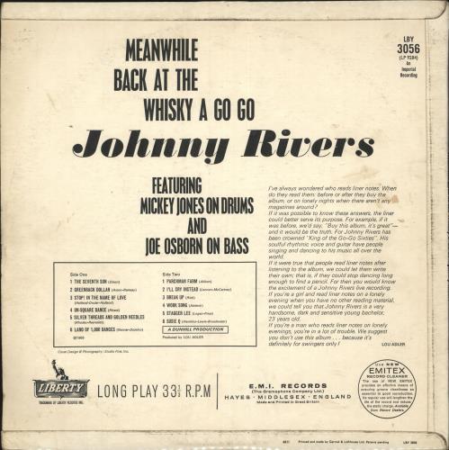 Johnny Rivers Meanwhile Back At The Whisky � Go Go vinyl LP album (LP record) UK JRVLPME718601