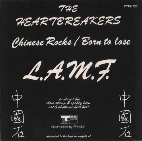 Johnny Thunders & The Heartbreakers Chinese Rocks / Born To Lose 12" vinyl single (12 inch record / Maxi-single) UK JTH12CH240747
