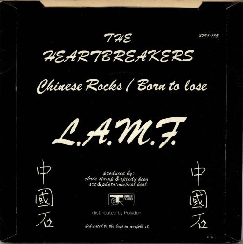 Johnny Thunders & The Heartbreakers Chinese Rocks - P/S 7" vinyl single (7 inch record / 45) UK JTH07CH703014