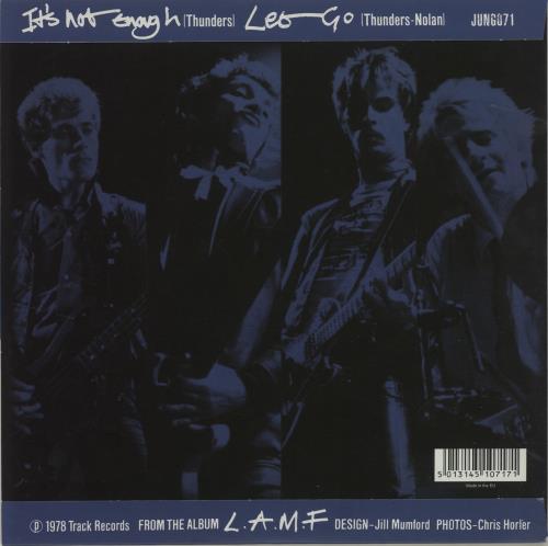 Johnny Thunders & The Heartbreakers It's Not Enough - Blue Vinyl 7" vinyl single (7 inch record / 45) UK JTH07IT682534