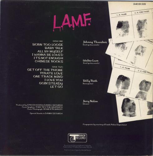 Johnny Thunders & The Heartbreakers L.A.M.F. - EX + Sticker vinyl LP album (LP record) UK JTHLPLA777904