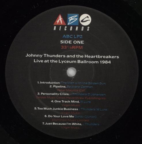 Johnny Thunders & The Heartbreakers Live At The Lyceum Ballroom 1984 vinyl LP album (LP record) UK JTHLPLI590464