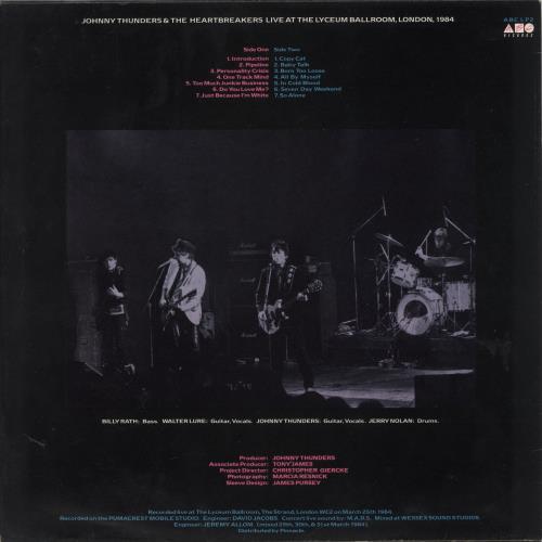 Johnny Thunders & The Heartbreakers Live At The Lyceum Ballroom 1984 vinyl LP album (LP record) UK JTHLPLI590464