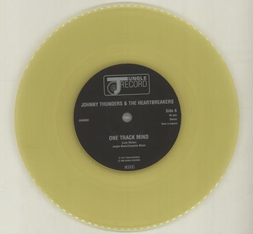 Johnny Thunders & The Heartbreakers One Track Mind - Yellow Vinyl 7" vinyl single (7 inch record / 45) UK JTH07ON682538