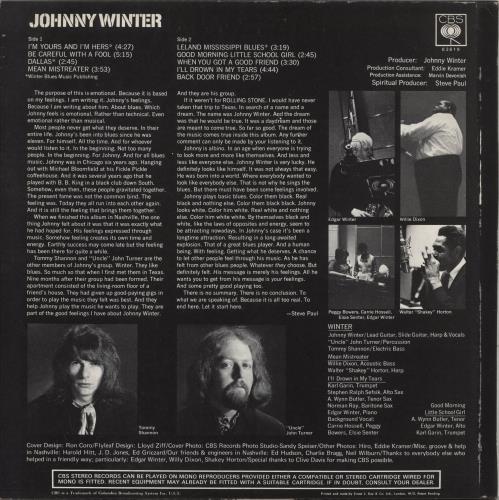 Johnny Winter Johnny Winter - 1st vinyl LP album (LP record) UK JNWLPJO210007