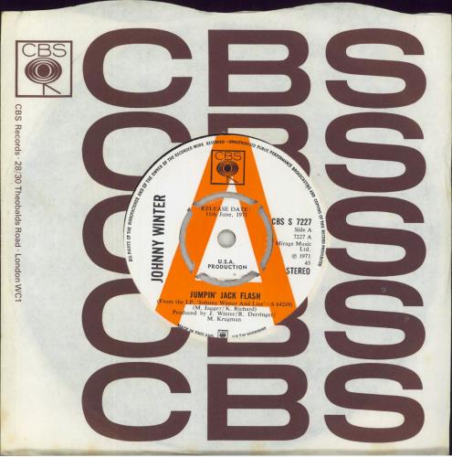 Johnny Winter Jumpin' Jack Flash 7" vinyl single (7 inch record / 45) UK JNW07JU193173