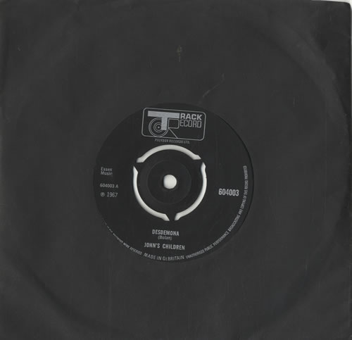 John's Children Desdemona 7" vinyl single (7 inch record / 45) UK JHC07DE62168