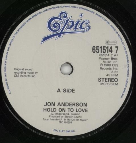 Jon Anderson Hold On To Love 7" vinyl single (7 inch record / 45) UK JON07HO76583