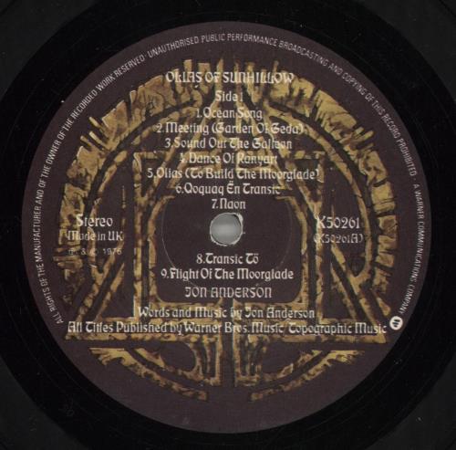 Jon Anderson Olias Of Sunhillow + inner vinyl LP album (LP record) US JONLPOL186446