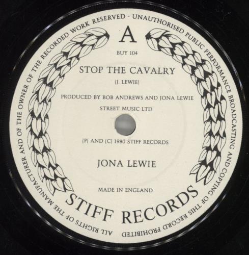 Jona Lewie Stop The Cavalry + Sleeve 7" vinyl single (7 inch record / 45) UK JNL07ST56036