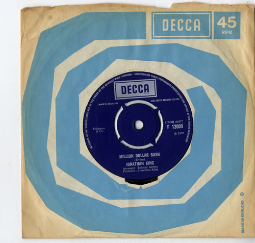 Jonathan King Million Dollar Bash 7" vinyl single (7 inch record / 45) UK KJO07MI615114