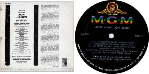 Joni James After Hours vinyl LP album (LP record) Mexican JJ1LPAF377559