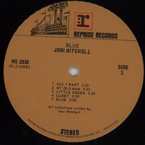 Joni Mitchell Blue - EX vinyl LP album (LP record) US JNILPBL758376