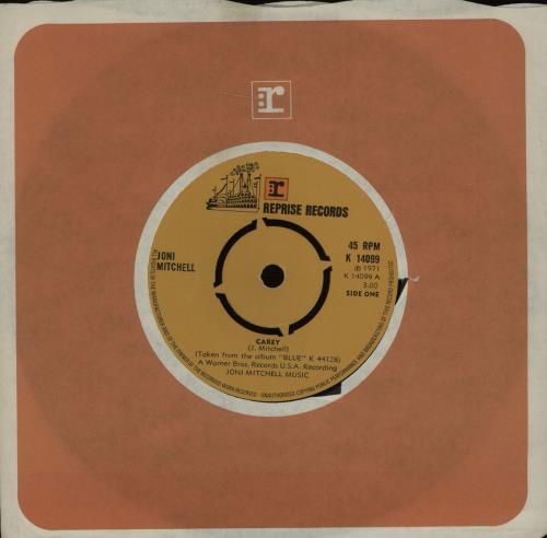 Joni Mitchell Carey - 4prong 7" vinyl single (7 inch record / 45) UK JNI07CA674168