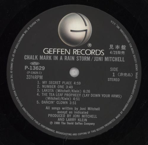 Joni Mitchell Chalk Mark In A Rainstorm vinyl LP album (LP record) Japanese JNILPCH185316