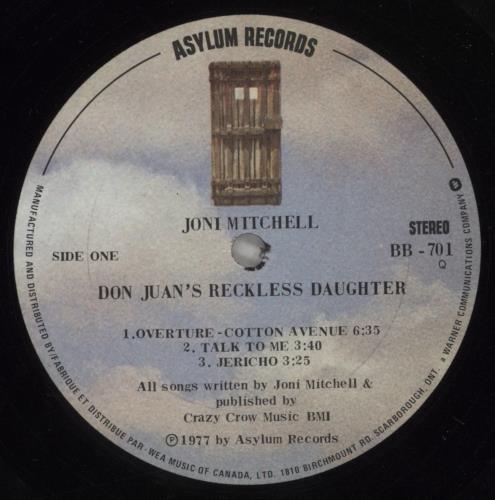 Joni Mitchell Don Juan's Reckless Daughter 2-LP vinyl record set (Double LP Album) Canadian JNI2LDO404735