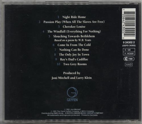 Joni Mitchell Night Ride Home CD album (CDLP) German JNICDNI867765