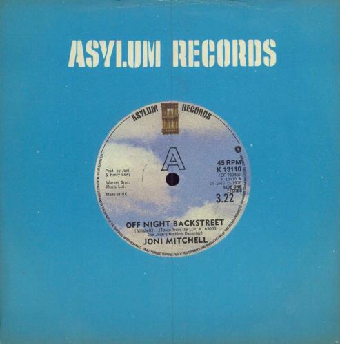 Joni Mitchell Off Night Backstreet 7" vinyl single (7 inch record / 45) UK JNI07OF786720