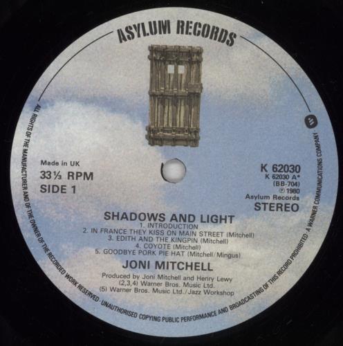 Joni Mitchell Shadows And Light - EX 2-LP vinyl record set (Double LP Album) UK JNI2LSH825825