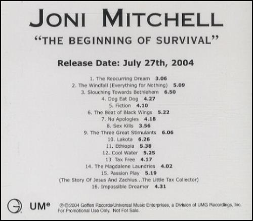 Joni Mitchell The Beginning Of Survival CD-R acetate US JNICRTH439769