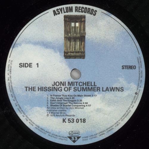 Joni Mitchell The Hissing Of Summer Lawns vinyl LP album (LP record) German JNILPTH332991