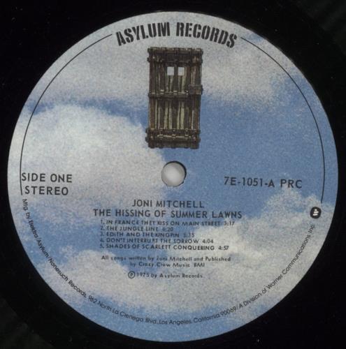 Joni Mitchell The Hissing Of Summer Lawns vinyl LP album (LP record) US JNILPTH443433