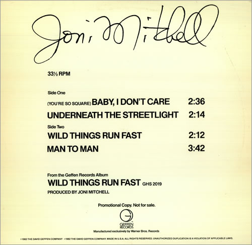 Joni Mitchell Wild Things Run Fast Sampler 12" vinyl single (12 inch record / Maxi-single) US JNI12WIWI451914