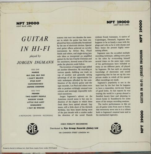 Jorgen Ingmann Guitar In Hi-Fi 10" vinyl single (10 inch record) UK J8R10GU652599