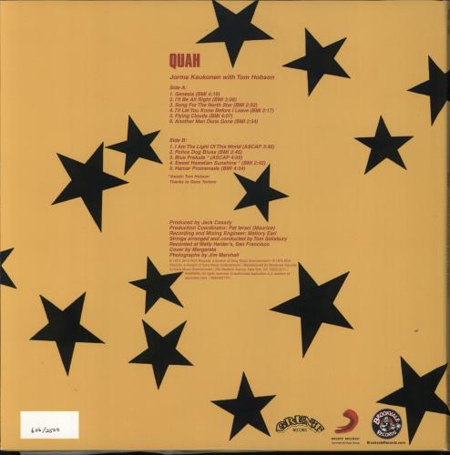 Jorma Kaukonen Quah - Sunshine Yellow Vinyl - Numbered - RSD vinyl LP album (LP record) US KAULPQU749303