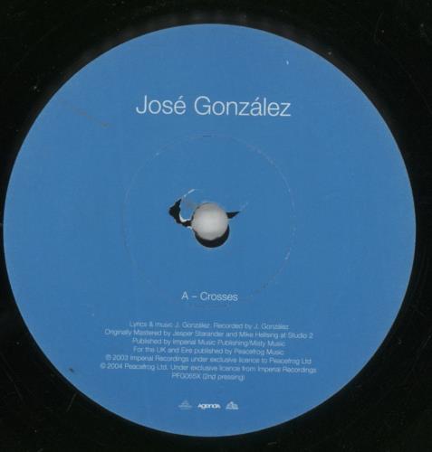 Jose Gonzalez Crosses [2nd Pressing] 7" vinyl single (7 inch record / 45) UK JSG07CR598653