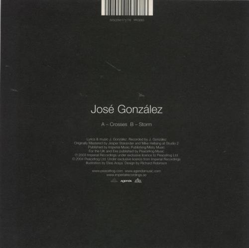 Jose Gonzalez Crosses [2nd Pressing] 7" vinyl single (7 inch record / 45) UK JSG07CR598653